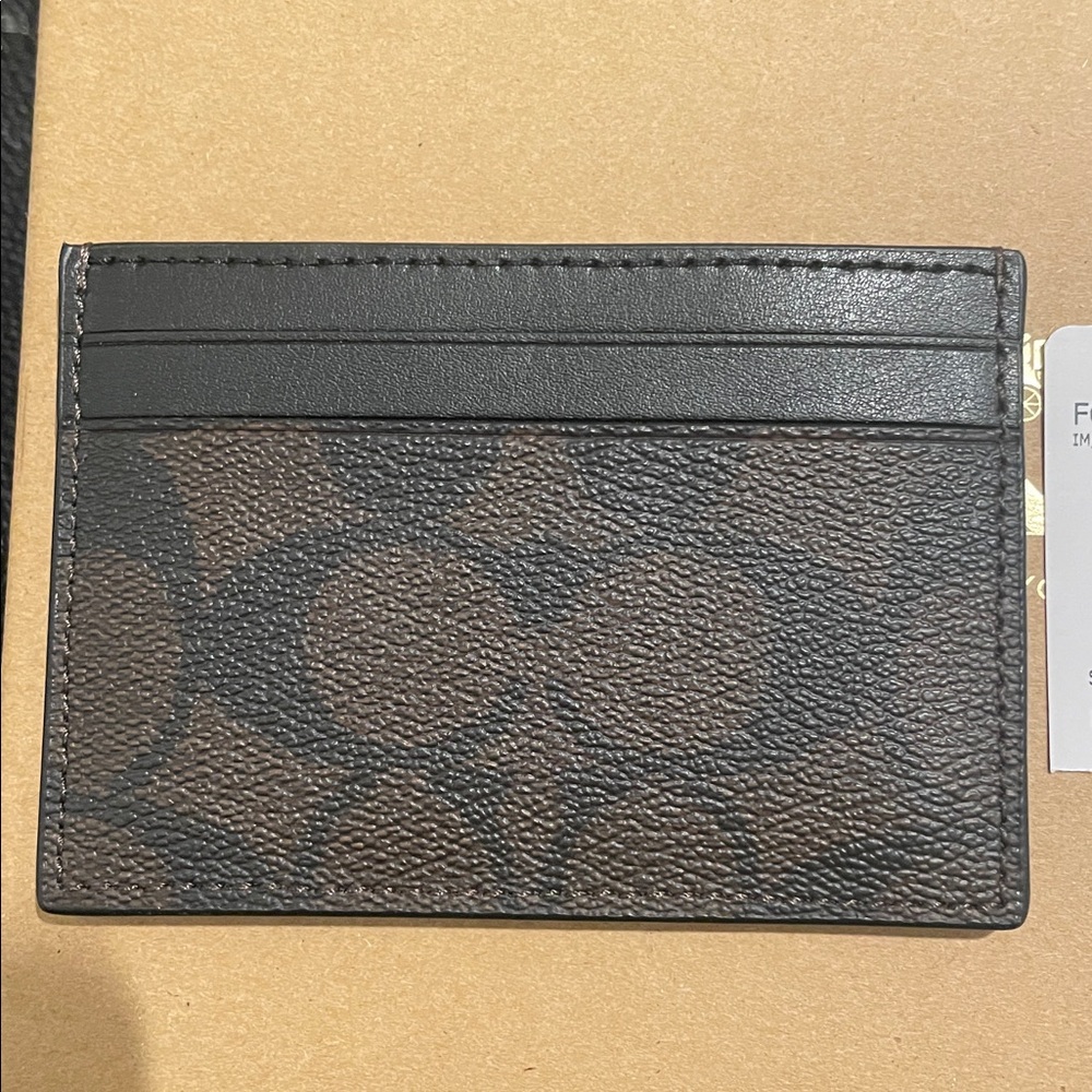 NEW Coach Signature Canvas Card Holder in Brown and Black - Picture 6 of 9